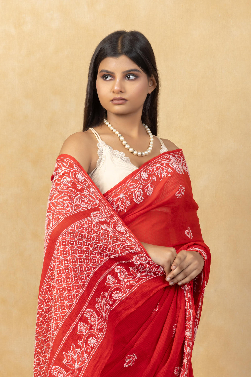 Elegant Kota Doriya Chikan Saree – Timeless Grace