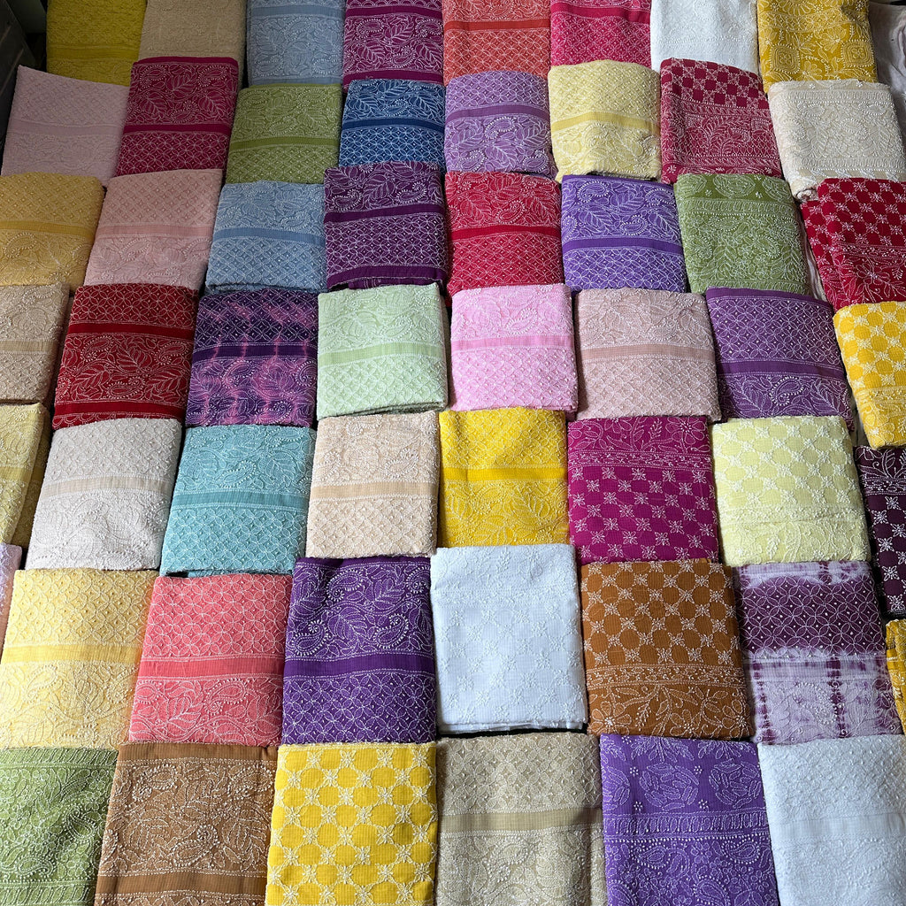Elegant Kota Doriya Chikan Saree -Violet