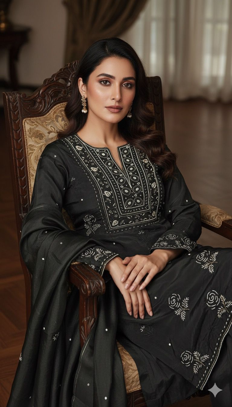 Noor-e-Nazakat Chikankari Crepe Suit Set