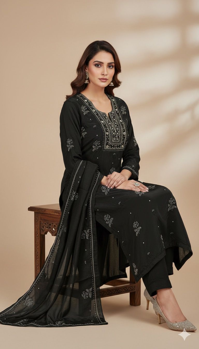 Noor-e-Nazakat Chikankari Crepe Suit Set