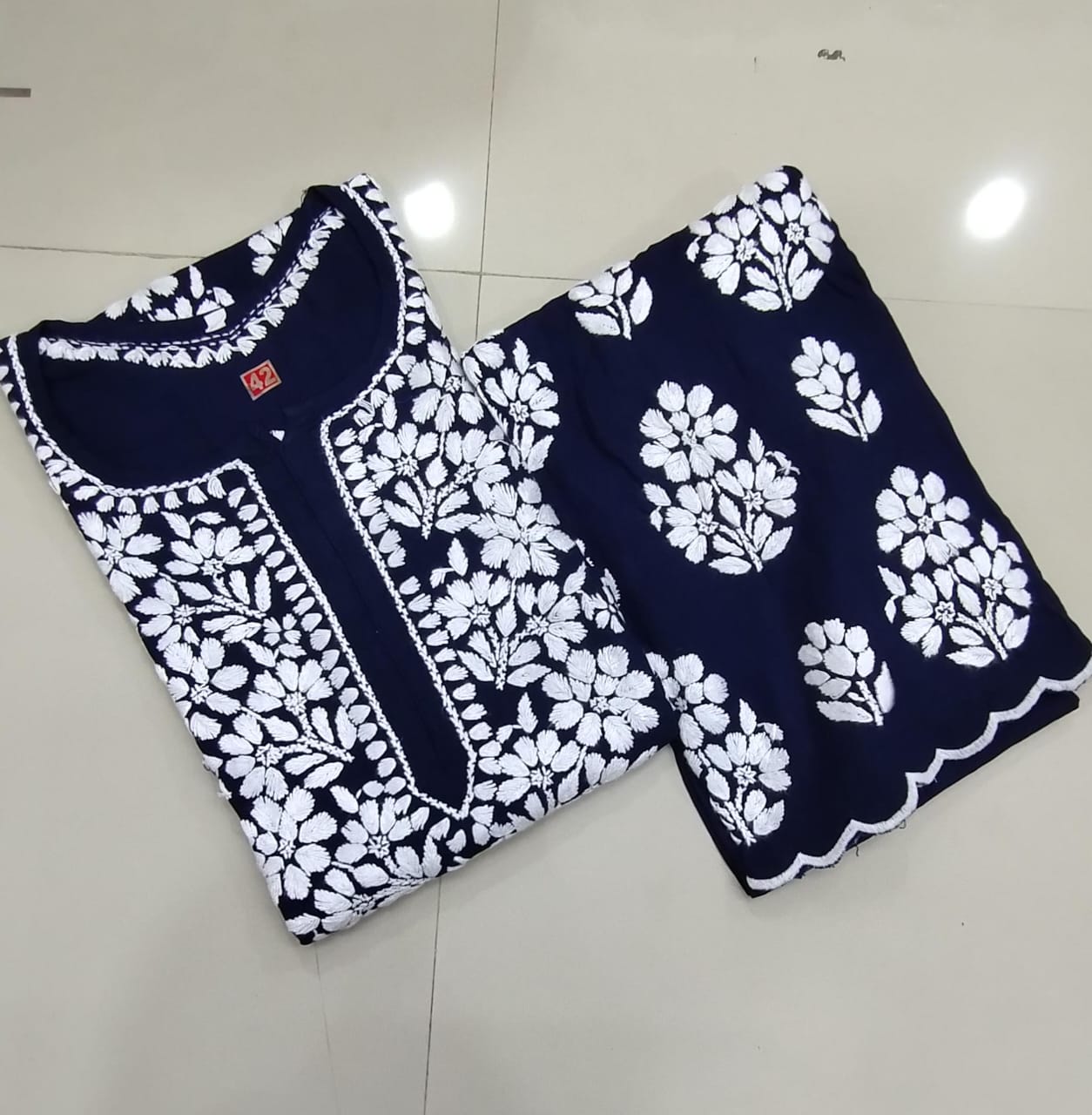 Rayon Kurti Palazzo Set with Cutwork
