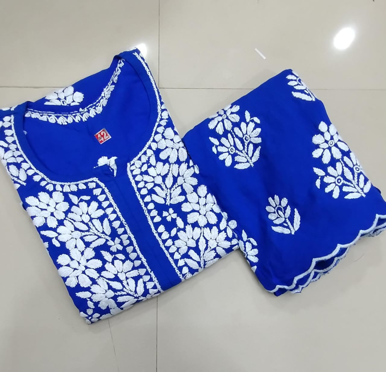 Rayon Kurti Palazzo Set with Cutwork