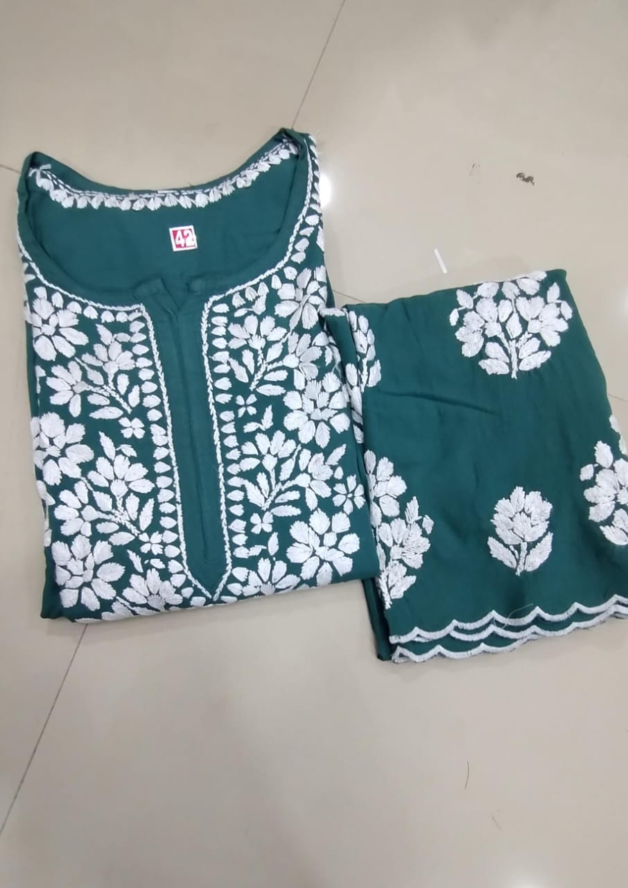Rayon Kurti Palazzo Set with Cutwork