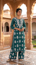 Rayon Kurti Palazzo Set with Cutwork