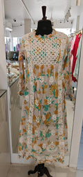 Jhalar Neck Mul Cotton A-Line Printed Long Kurti