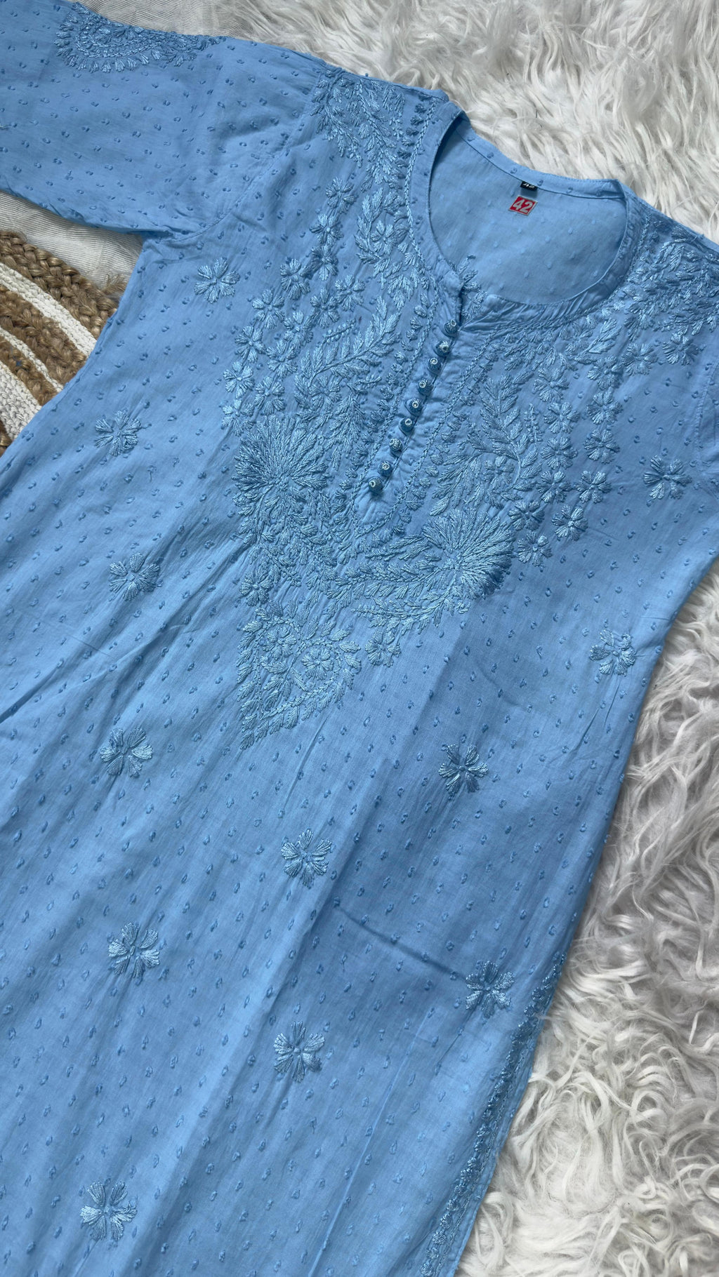 Roohani Dobby Cotton Chikankari Kurti