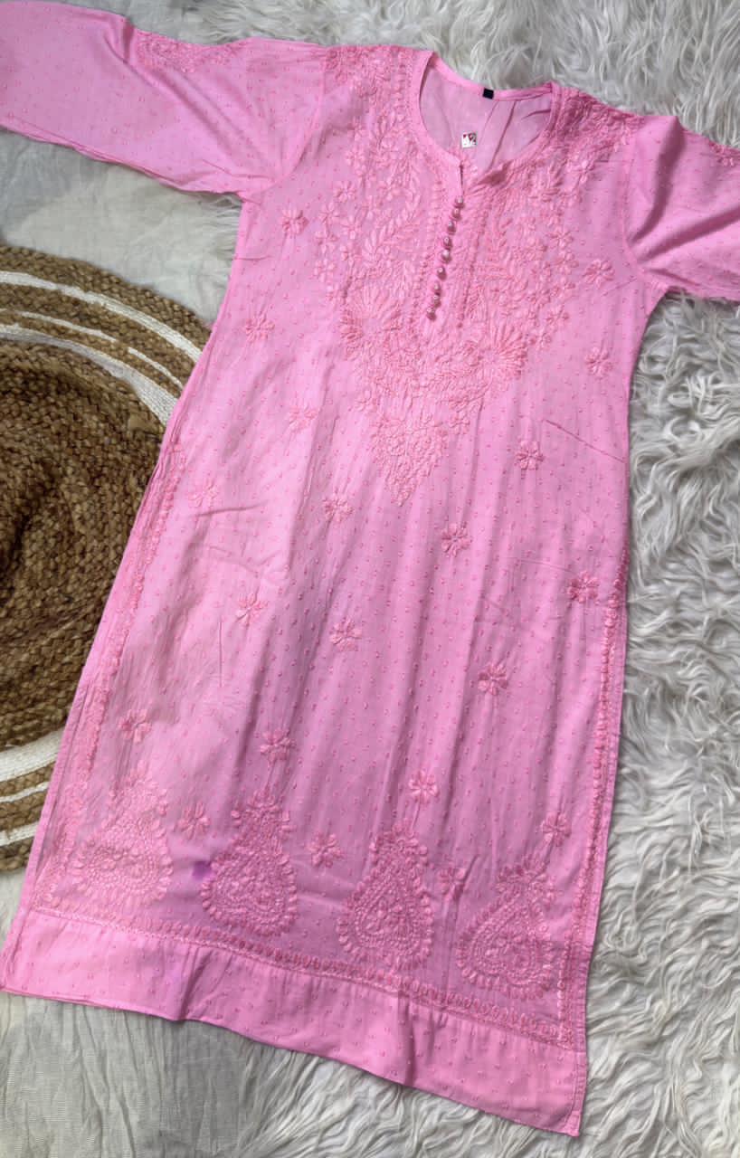 Roohani Dobby Cotton Chikankari Kurti