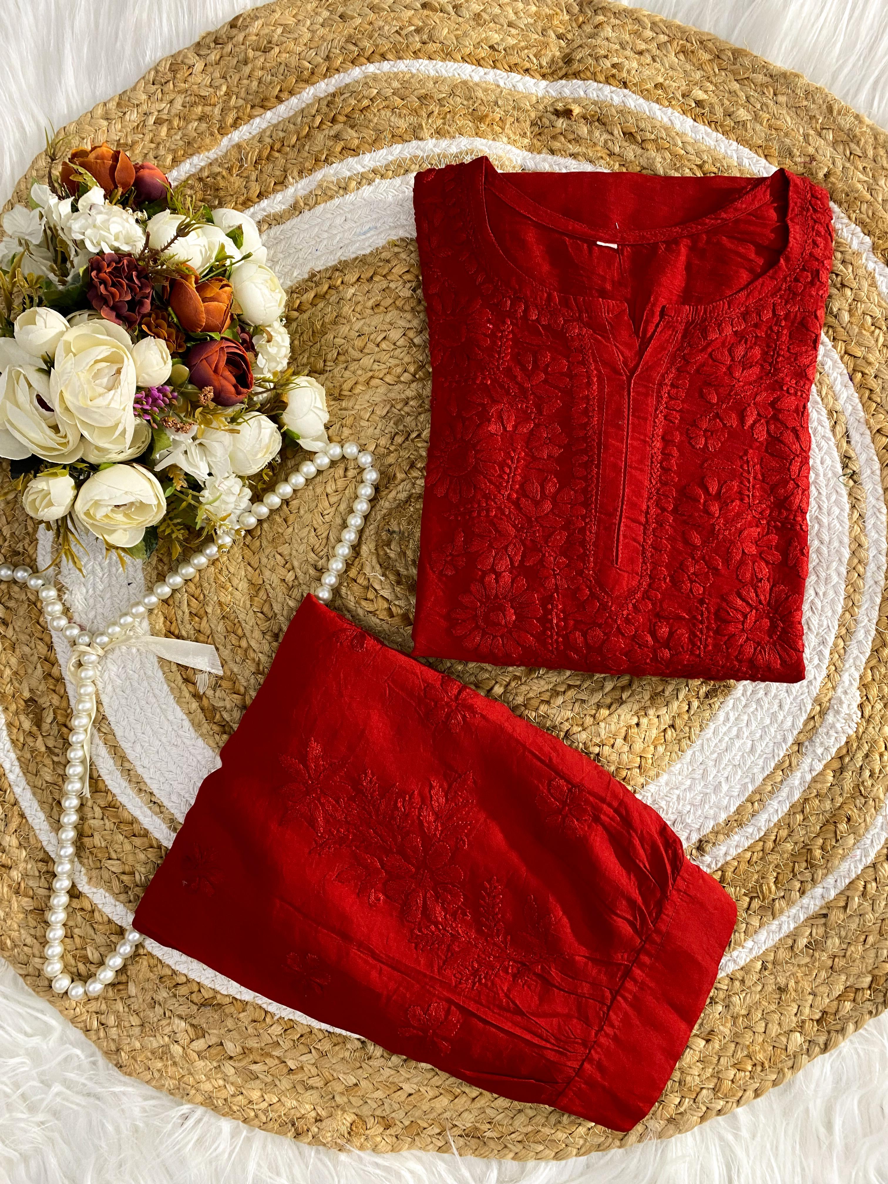 Chanderi  Kurti with Afghani Salwar Set