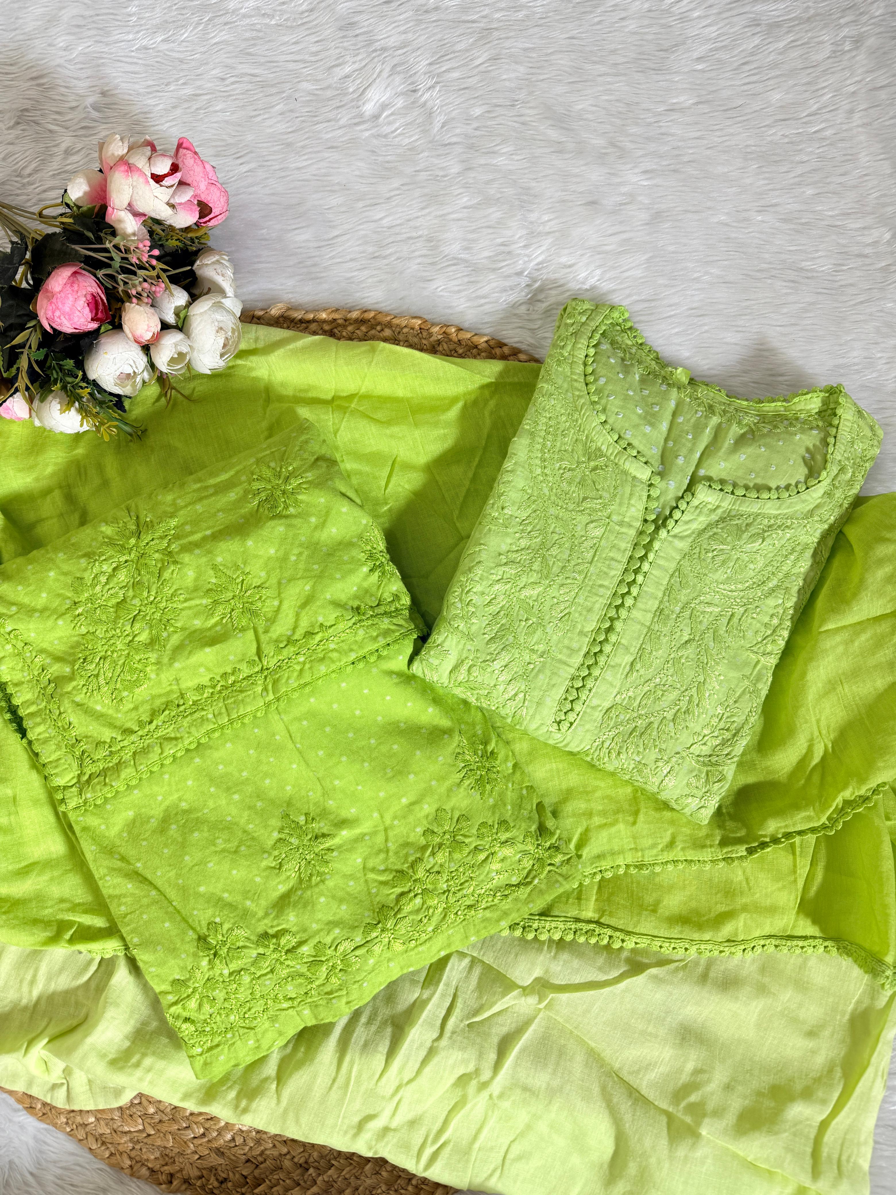 Premium Dobby Cotton Kurta & Double Layer Palazzo Set with Cotton Dupatta