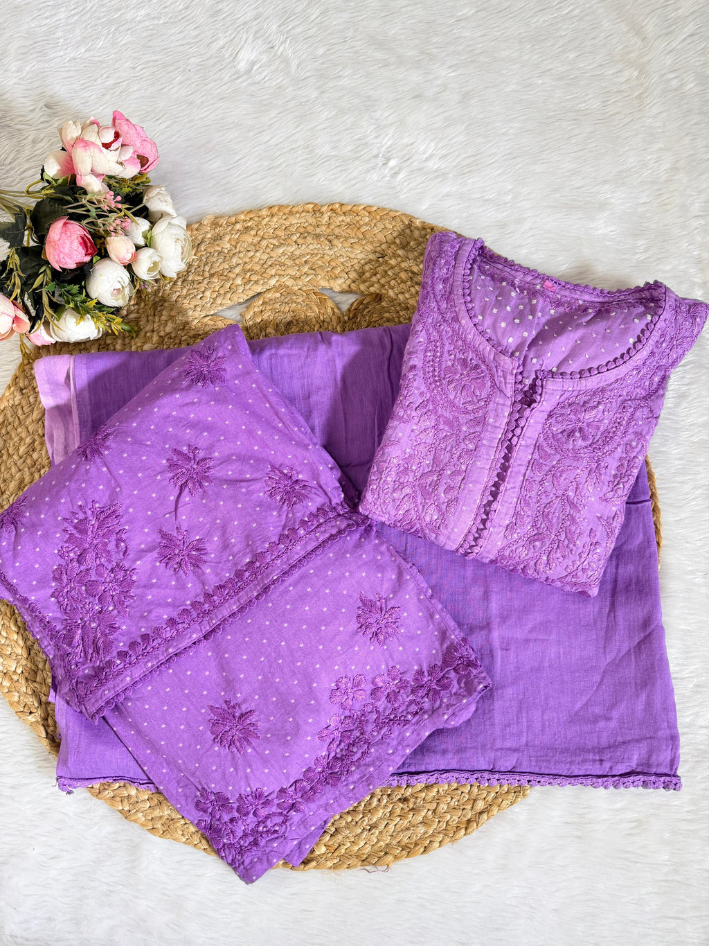 Premium Dobby Cotton Kurta & Double Layer Palazzo Set with Cotton Dupatta