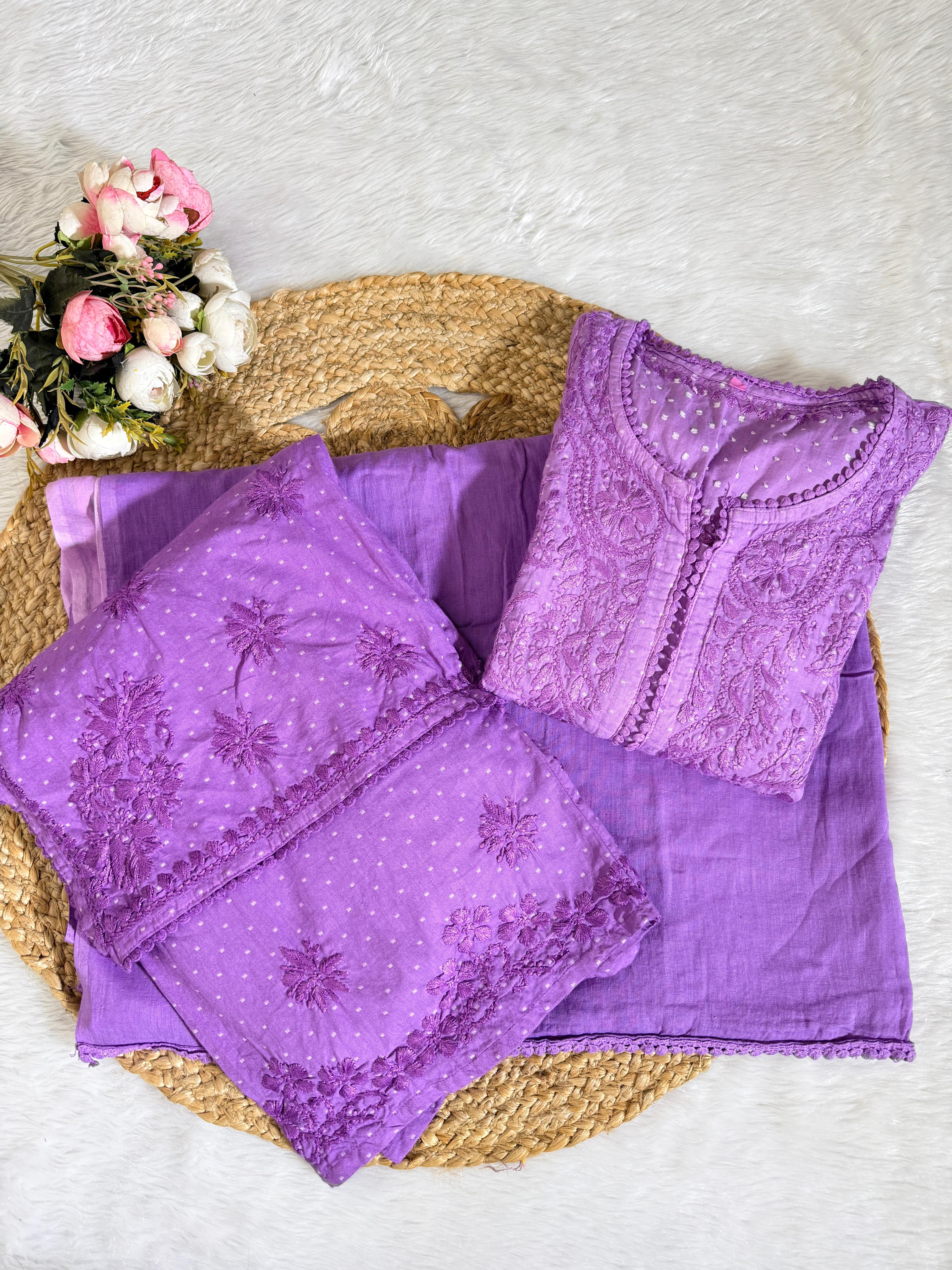 Premium Dobby Cotton Kurta & Double Layer Palazzo Set with Cotton Dupatta
