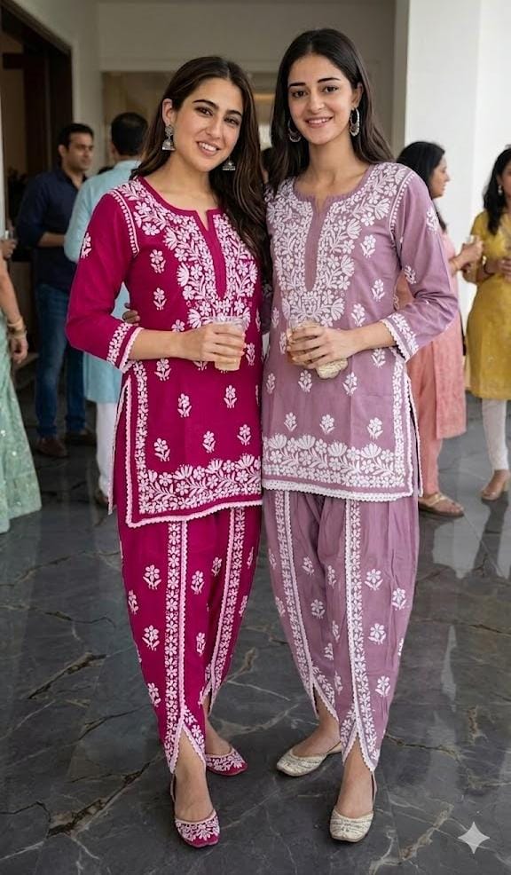 Cotton Rayon Cord Kurti Tulip Set