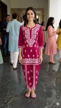 Cotton Rayon Cord Kurti Tulip Set