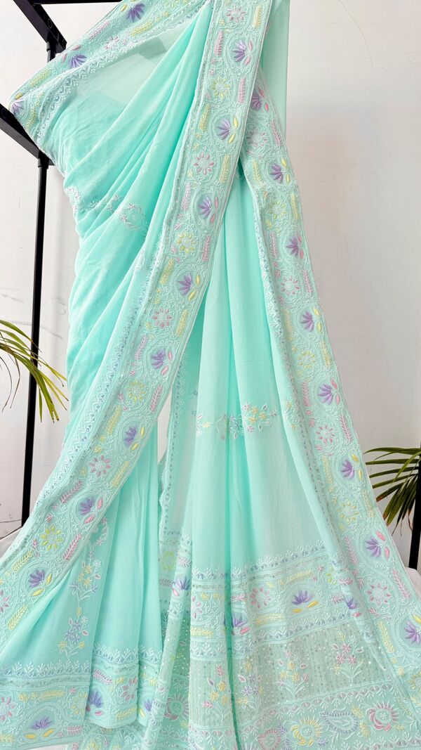  H-Premium Pure Georgette Saree with Blouse