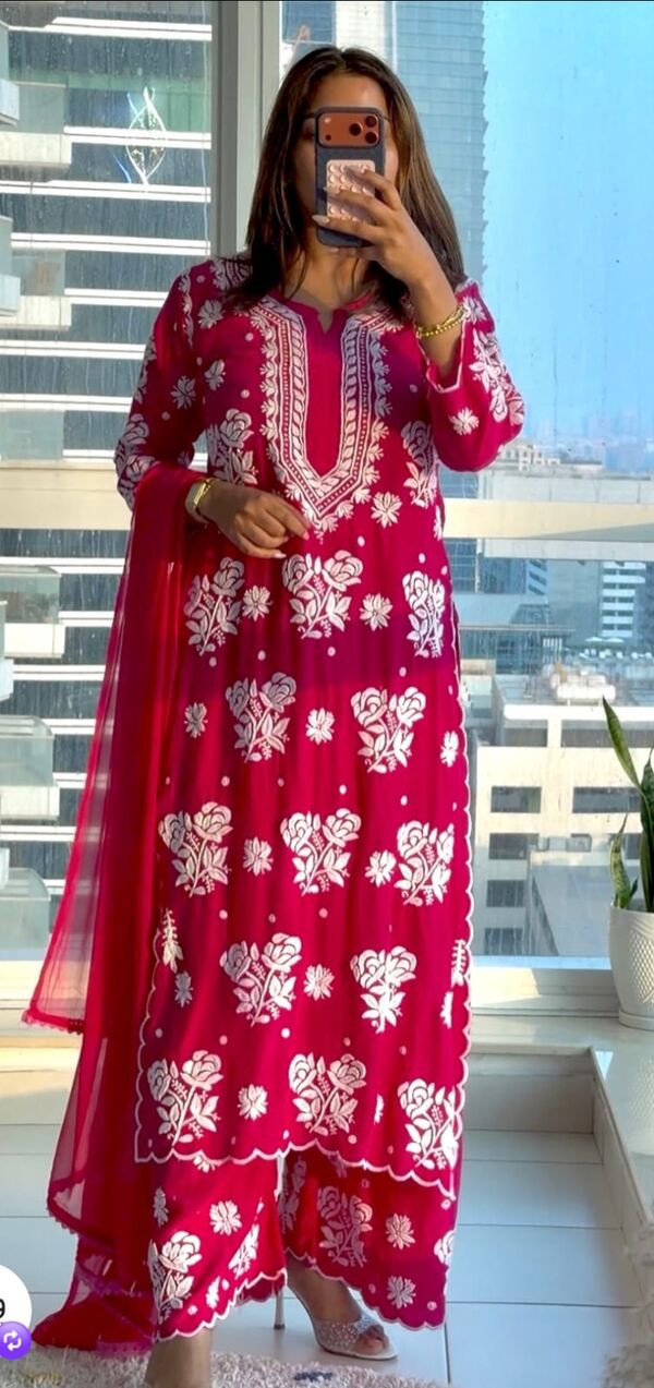 NMA-Crepe 3-Piece Chikankari Set 