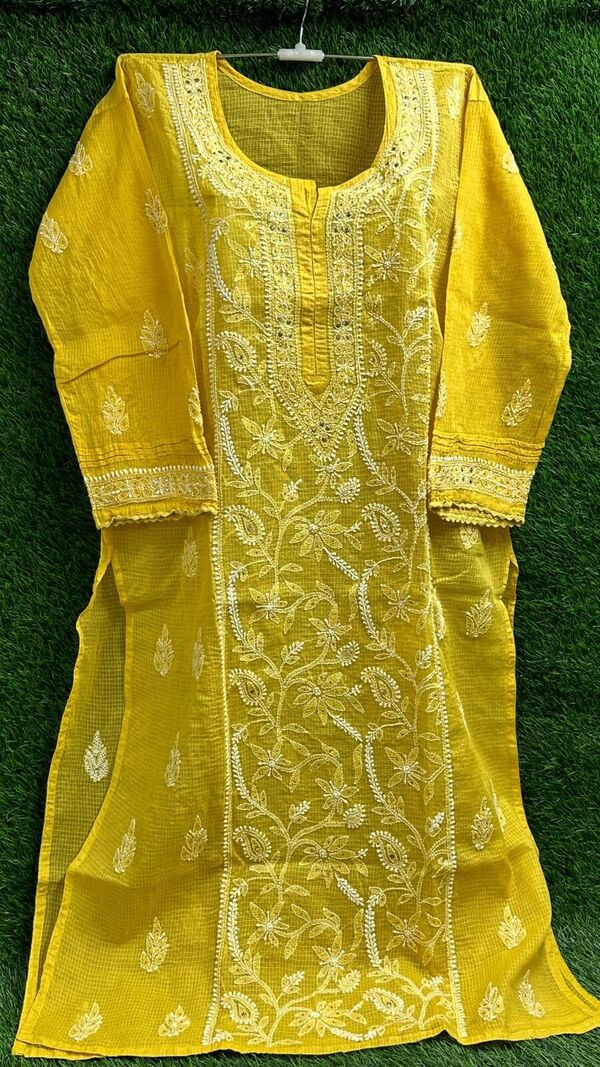 NJ- Kota Doria Kurti with Mukaish work 