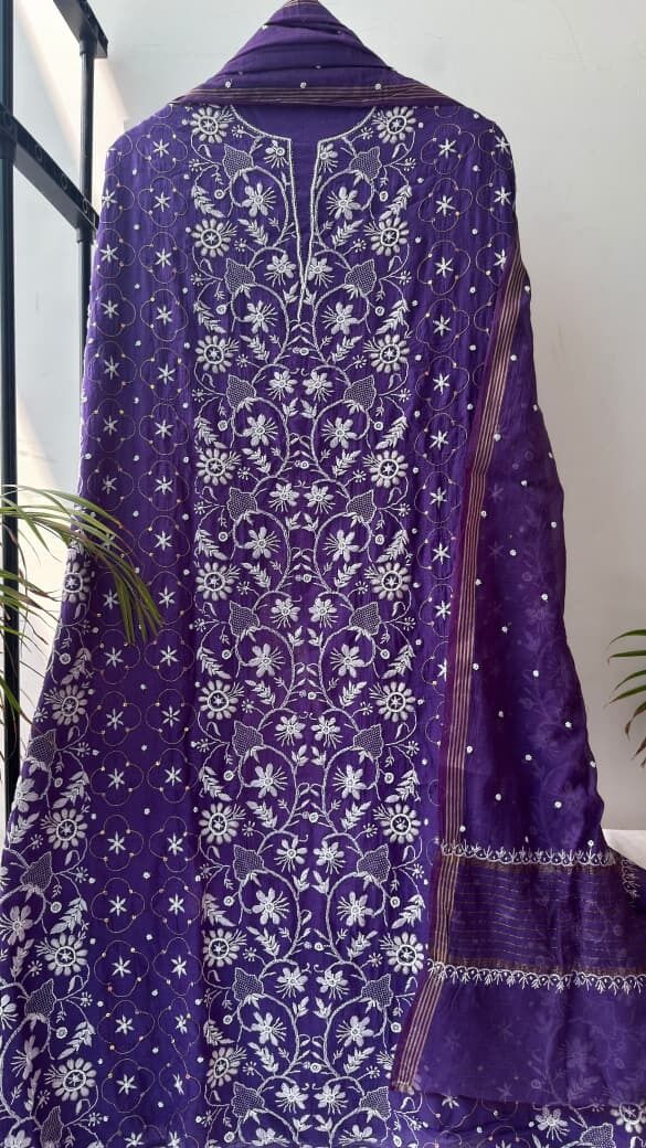 Pure Mul Chanderi Unstitched Kurta & Dupatta Set