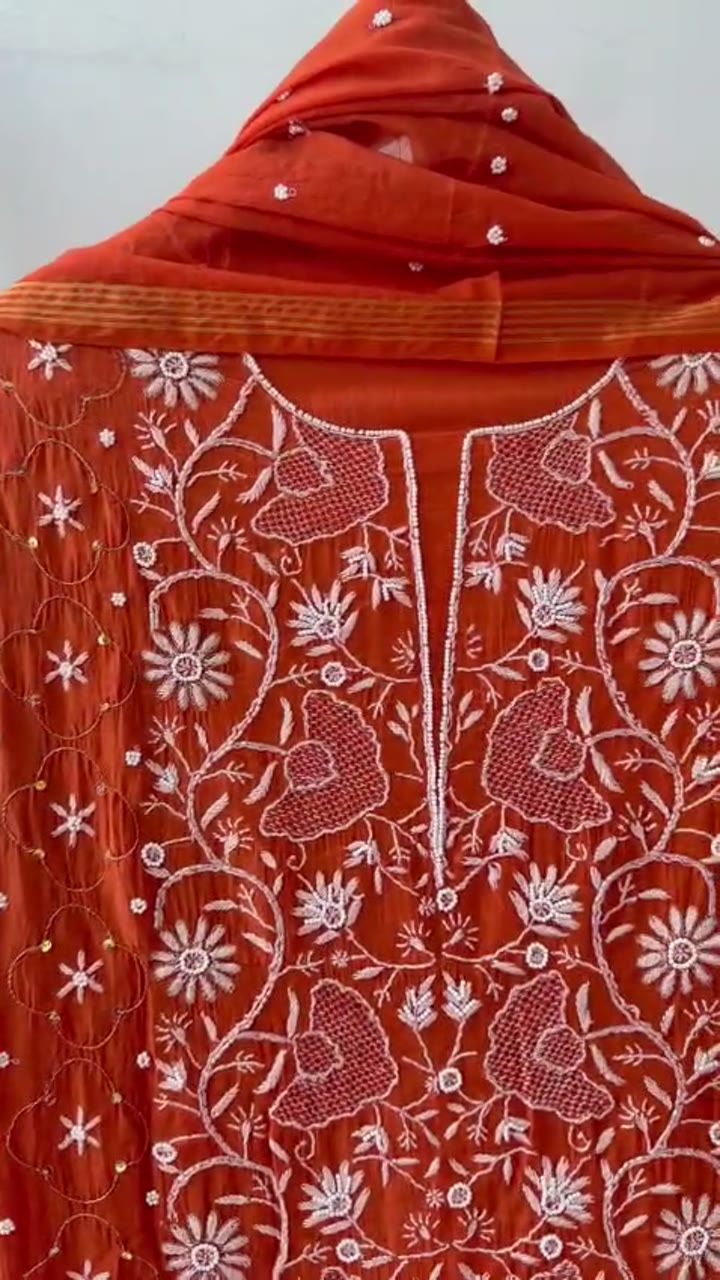 Pure Mul Chanderi   Kurta and  Dupatta set